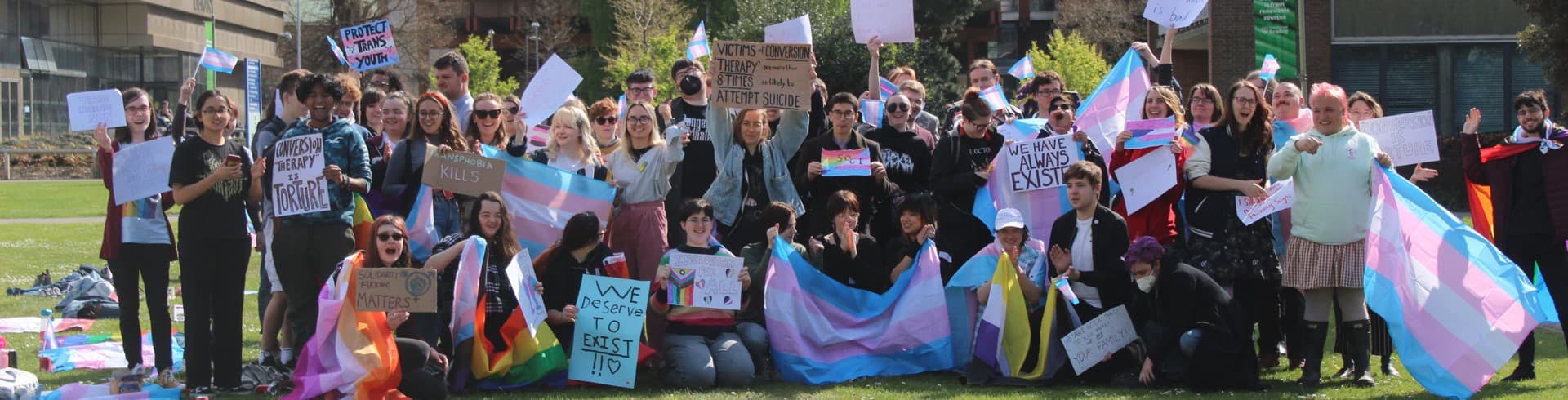 Protestors gathered at the first Reading Trans Movement campaign